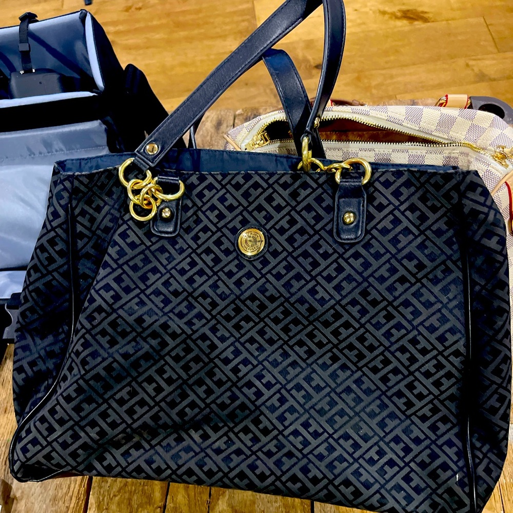 Large dark blue tote bag